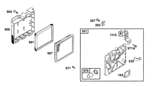 Air Cleaner Grp Diagram and Parts List for 133702-0135-XX  Briggs and Stratton Engine